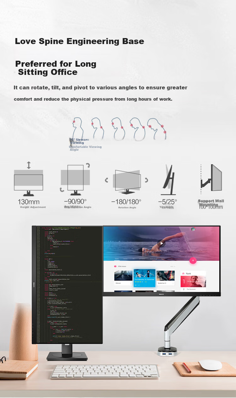 PHILIPS 43-inch 4K VA Office Monitor 10bit 126% sRGB HDR400 Type-C 90W Power Delivery Built-in Speakers 439P1 9