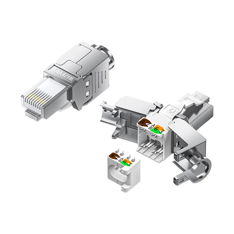 ShanZe CAT7 Shielded Tool-Free RJ45 Connector, Category 7 Ethernet Network Cable Connector, 6U Crystal Head, 10Gbps, Tool-Free, 1 Piece PMD71
