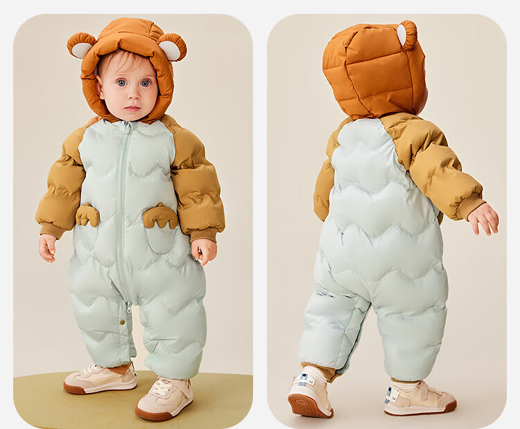 Minibala Bala Waterproof Down Jumpsuit Baby Clothes Bear Romper Boys Girls Thickened Down Onesie 6
