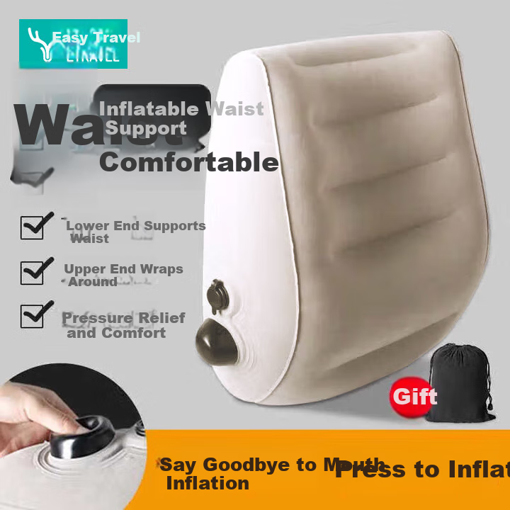 Etravel Push-In Inflatable Lumbar Pillow for Outdoor Travel, Office Chair, Long Sitting, Back Support, Car Cushion And Waist Protectio