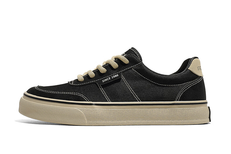 Renben Spring And Autumn Retro Canvas Shoes, Versatile Classic Sneakers for Men, Korean Style Trendy Men's Shoes, Black, Size 41 15