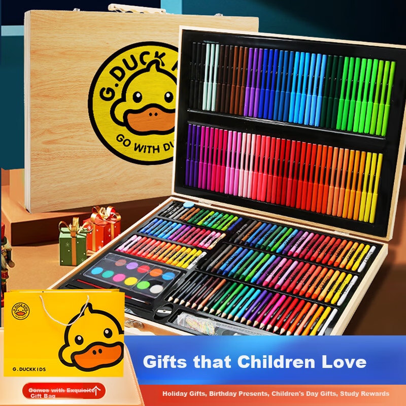 Feishangmi Little Yellow Duck Children's Painting Set, Girls' Toy for Ages 3-6, Birthday Gift for Girls, Watercolor Pen Gift Box