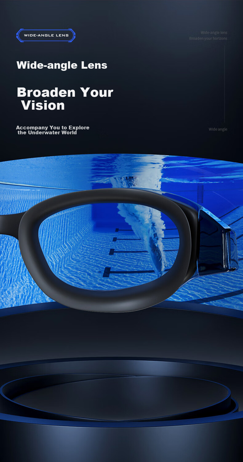 Li-Ning Swimming Goggles for Women And Men, Large Frame with Coating, Cool Design, High Definition, Waterproof, Anti-Fog Glasses, Model 505 White And Blue 7