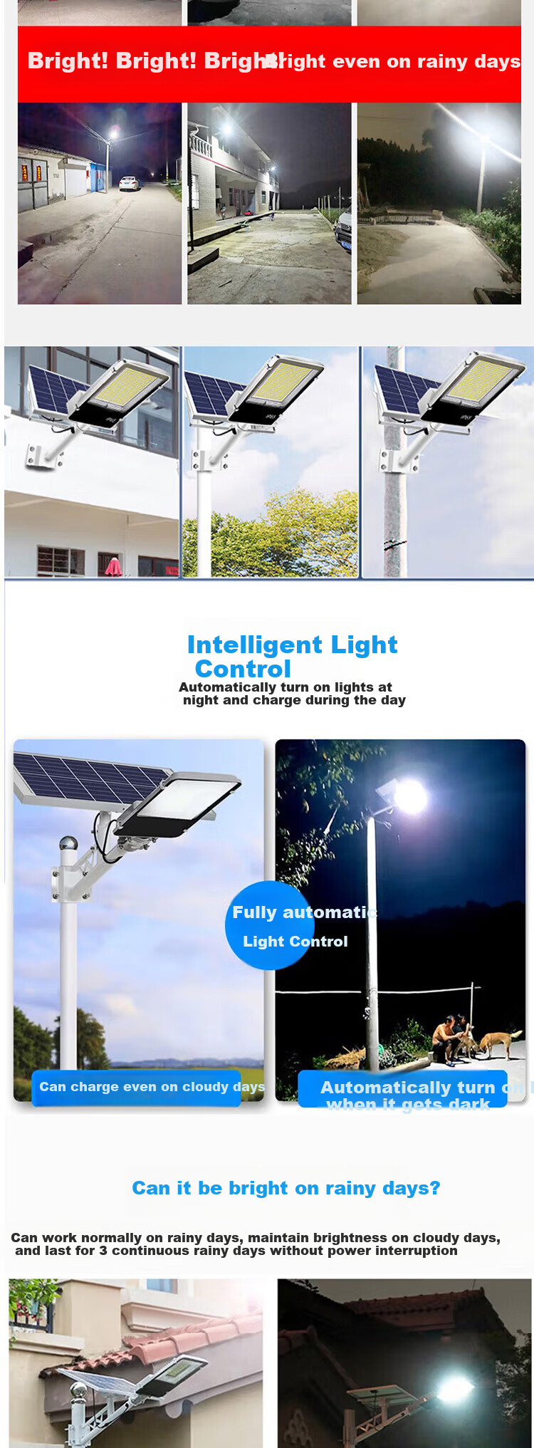 Shufujia Solar Outdoor Lighting, Garden Light, Street Lamp, New Model for Rural And Home Use, Outdoor Waterproof, Ultra-High Power Street Light 2