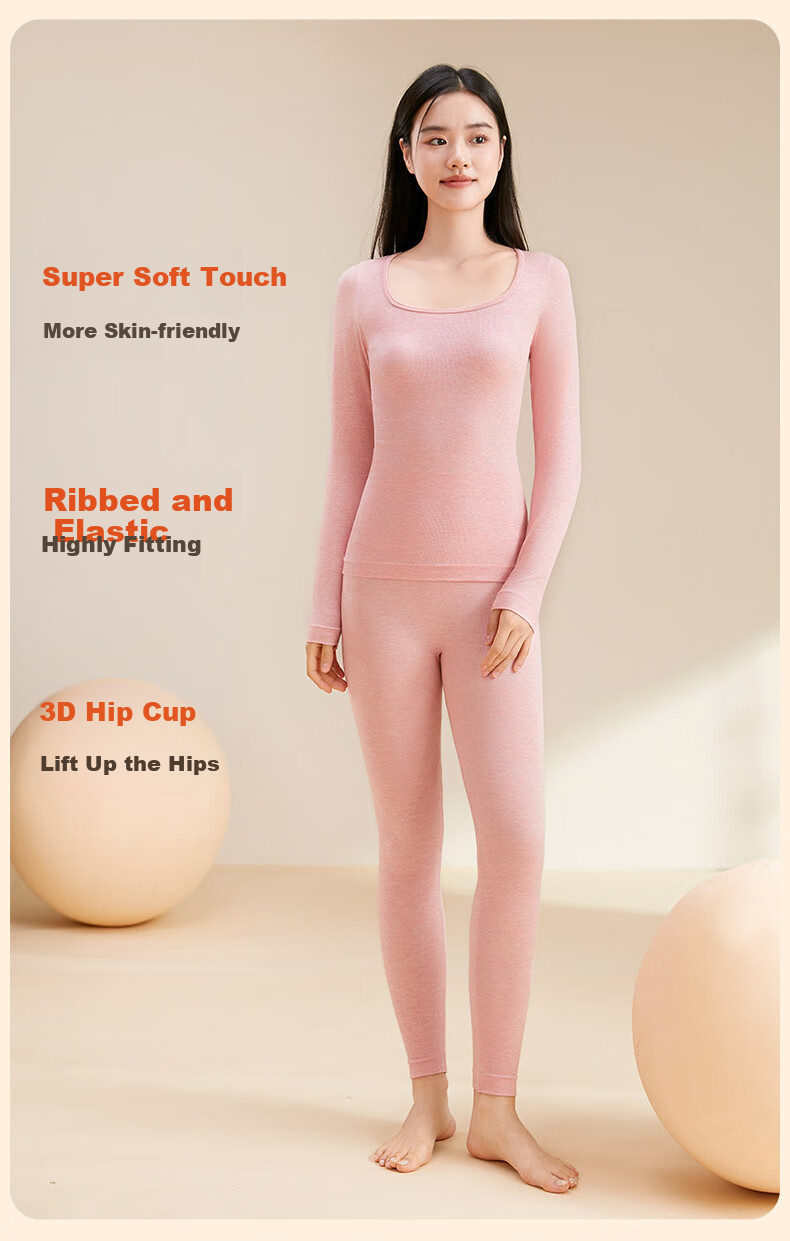 FENTENGCARE Women's Thermal Underwear, Antibacterial, Slimming, Butt-Lifting, Tummy Control, Square Neckline Base Layer Autumn Top And Pants, Gift for Wome 3