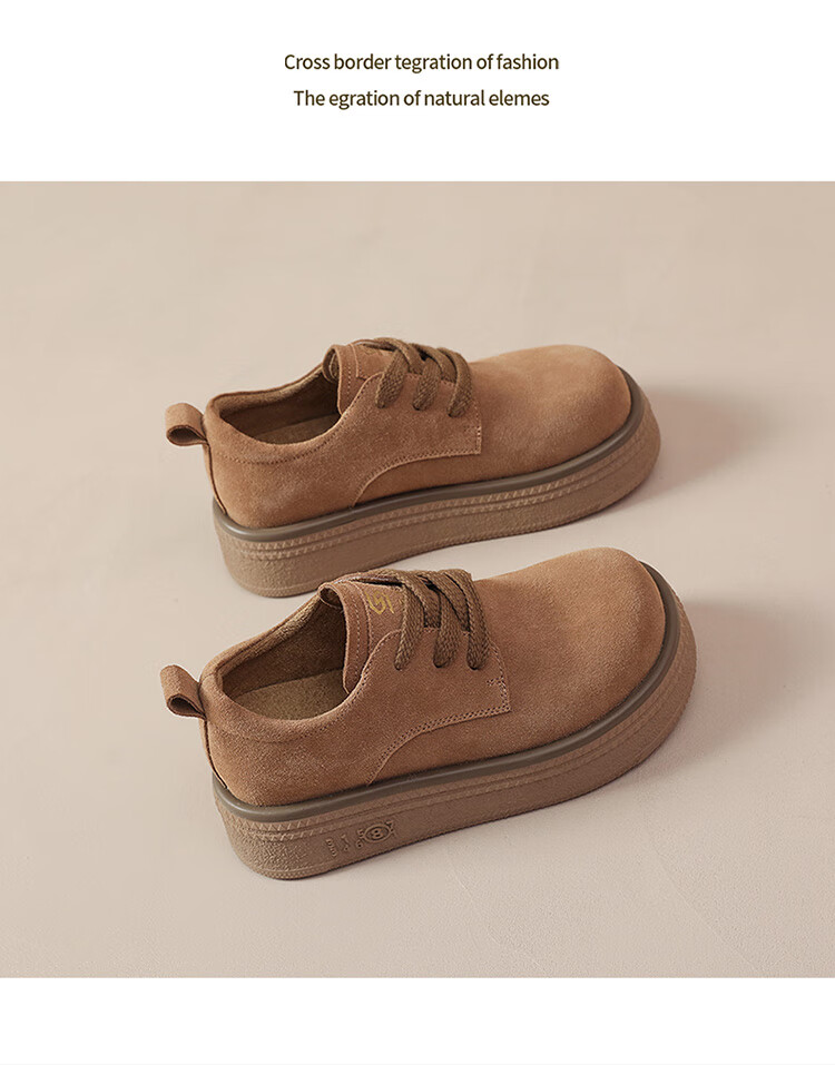 Saturday Genuine Leather Comfortable Versatile Thick Sole Birkenstock Style Women's Retro Fashion Commuter Casual Flats Brown Size 35 6