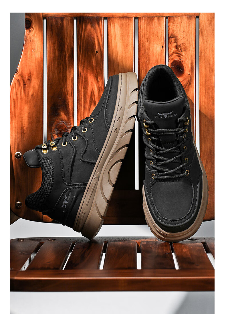 Bull Family Martin Boots Men Autumn Winter New High-top Durable Work Boots Thick Sole Height Increasing Yellow Boots Men's Versatile Biker Shoes 12