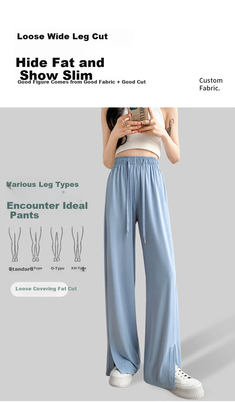 Langsha Women's Ice Silk Wide-Leg Sun Protection Pants Straight Quick-Dry Casual Breathable Sports Slimming Anti-Mosquito Long Pants 3