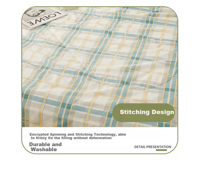 Grace Class A Pure Cotton Fabric Summer Quilt, Air Conditioning Cool Quilt, 2 Jin, 150*200cm, Plaid Patter 10