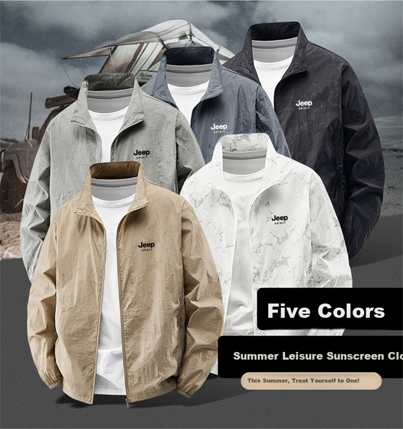 JEEP SPIRIT Sun Protection Jacket for Men, Summer Lightweight Breathable UV-Resistant Outdoor Cool Skin Coat, Dark Gray, XL 9