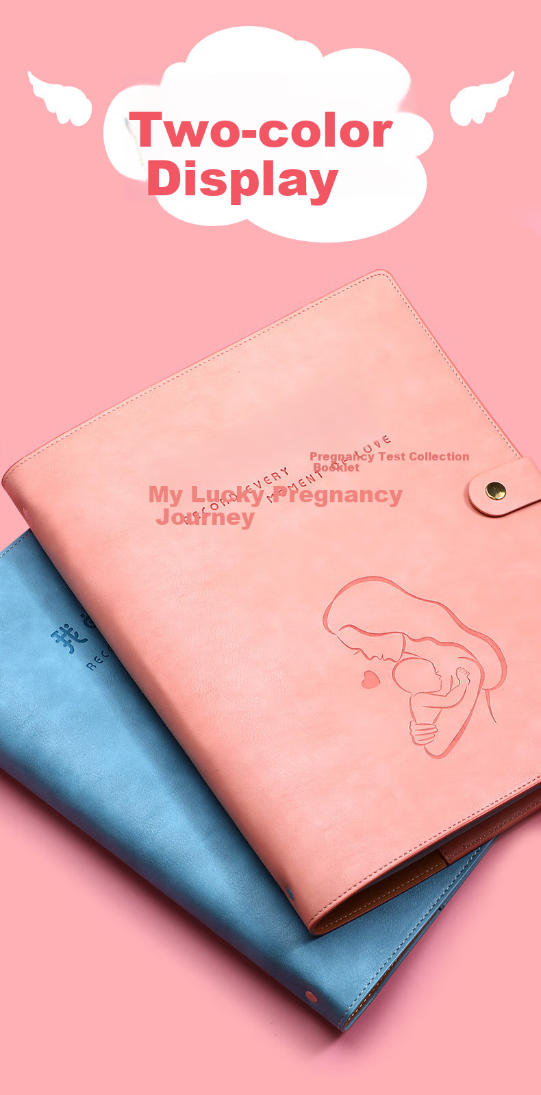Faramon Pregnancy Check-Up Organizer Report Booklet, Portable Ultrasound Report Folder for Pregnant Women, Baby Pregnancy File Folder, A4-Pink (40 Sheets) 2