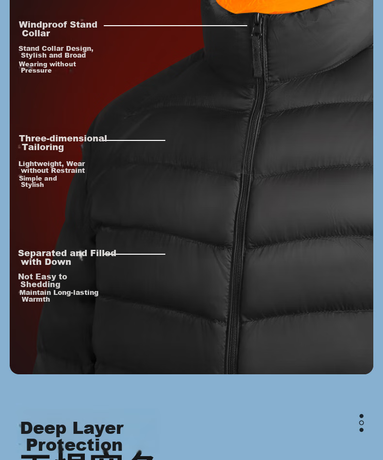 GENIOLAMODE Lightweight down Jacket for Men, Winter Stand Collar, 90% Duck Down, Warm Winter Coat, Men's Outerwear, Black, Size M 9