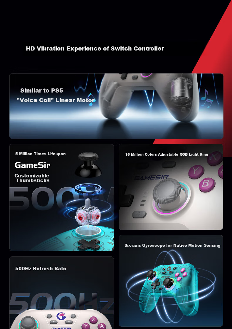 GAMESIR Qimingxing NS Version Switch 2 Motion Controller HD Vibration Steam Wireless Bluetooth Gamepad for PC Computer Mobile Phone Silk Song Pro Pokemon ZA 3