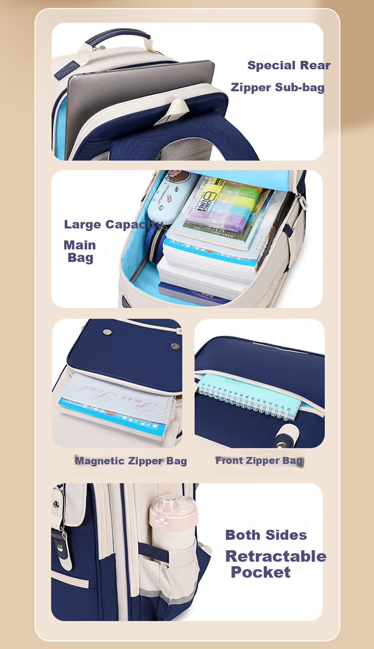 COOLBABY Schoolbag for Primary School Boys And Girls Grades 1-3 Children's Spine-Protecting Shoulder-Protecting Stylish Backpack 12