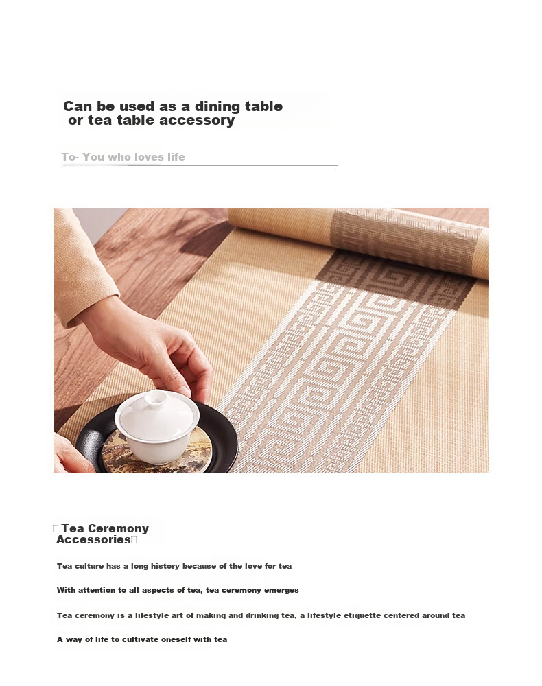 AVIVI New Chinese-Style Table Runner, Coffee Table Cloth, Zen-Style Tea Mat, Waterproof Tea Pad, Dining Table Mat, Long Tea Table Cloth, 30*240 Meters, Zha 3