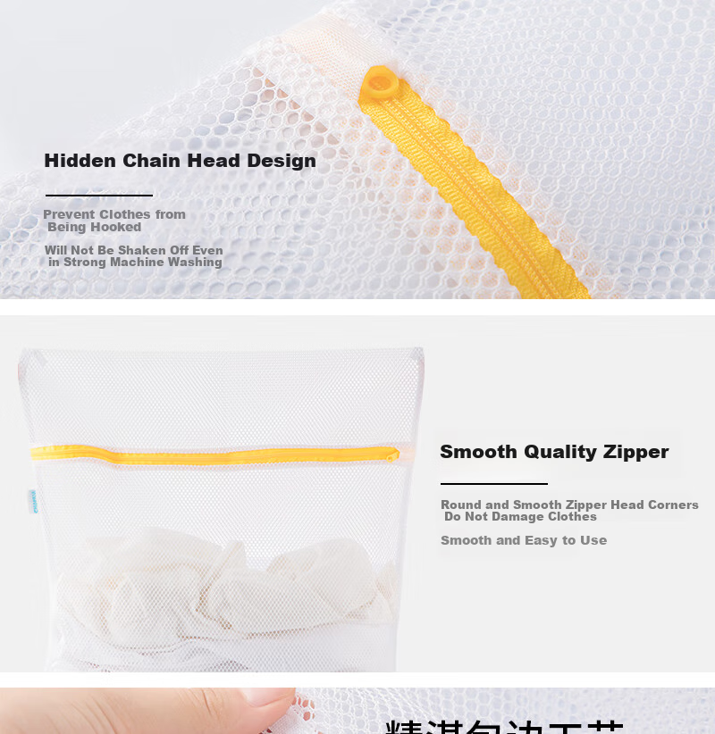 CHAHUA Laundry Bags, Underwear Washing Bags, Bra Cleaning Mesh Bags, 50*60cm, Pack of 3, Anti-Tangling And Wear-Resistant 8