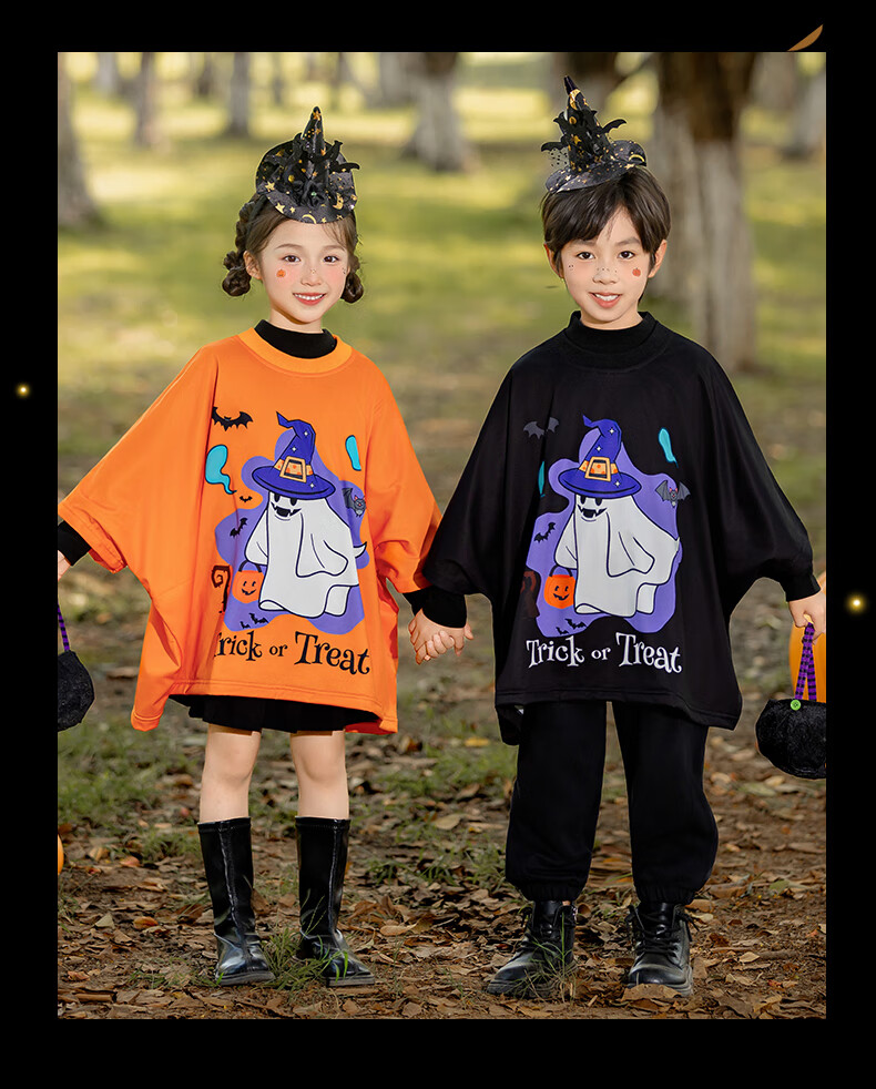 Suhan Tang Halloween Costume Kids Cosplay Boys and Girls Ghost Prank Cartoon Top Bat Shirt (Size S) 6