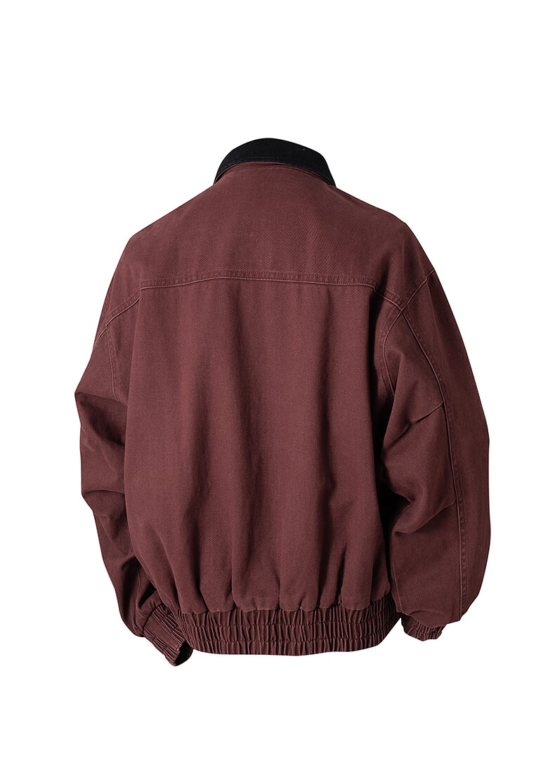 :CHOCOOLATE IT Pure Cotton Polo Collar Jacket Men Autumn New Trendy Loose Japanese Casual Coat Angora Red L 5