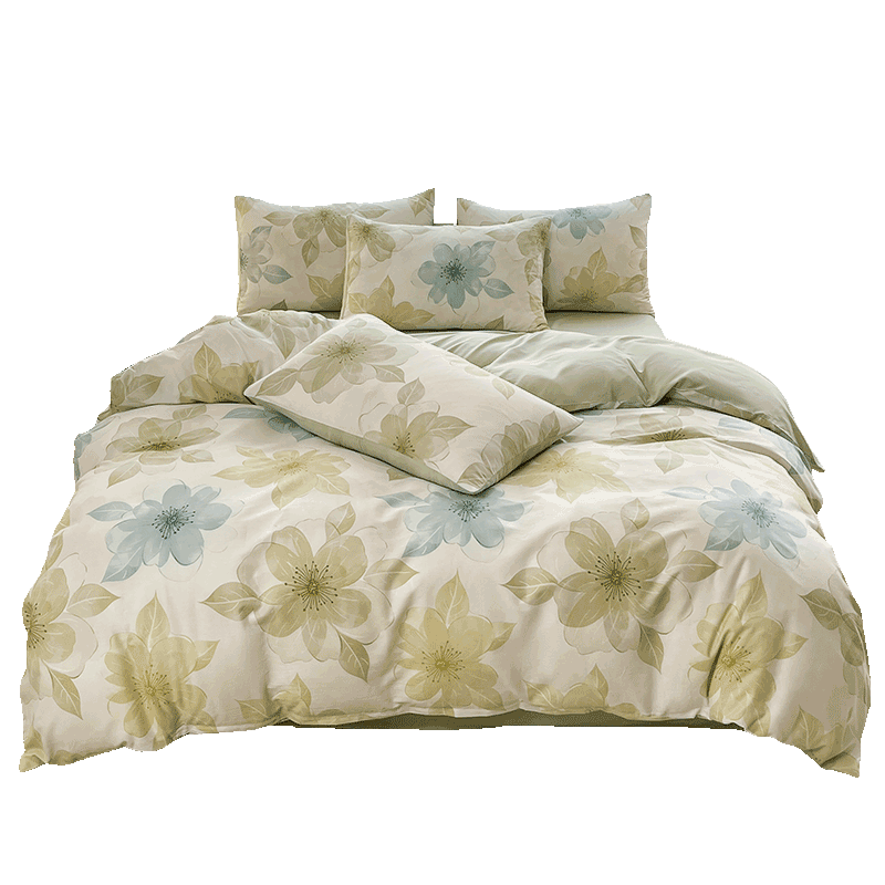 Grace Four-Piece Bedding Set, Class A 7A Antibacterial Fabric, Skin-Friendly 100% Pure Cotton AB Version, for 1.5/1.8M Bed, Mengxia