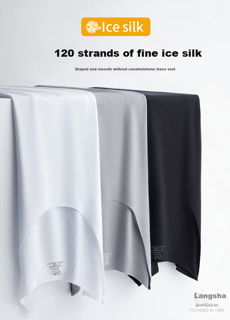 LangSha Ice Silk Tank Top for Men, 7A Grade Antibacterial, Summer Men's Seamless Thin Casual Sports Undershirt, Hurdle Style, 3-Piece Set 1