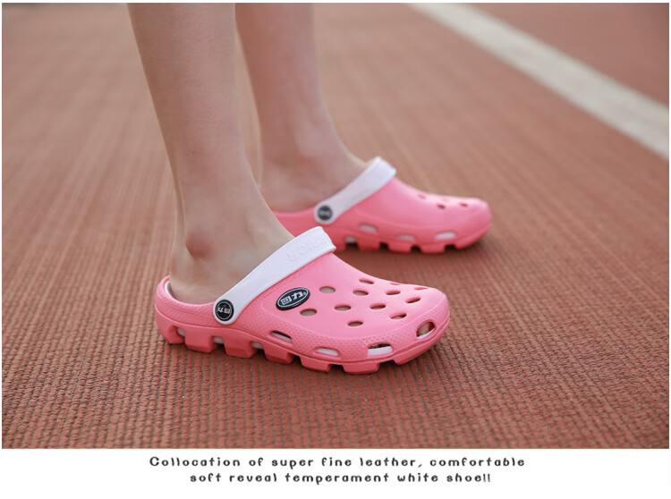 Warrior Casual Couple Slippers, Breathable Outdoor Versatile Closed-Toe Beach Shoes, Lightweight Perforated Sandals, 049 Red, Size 40 27