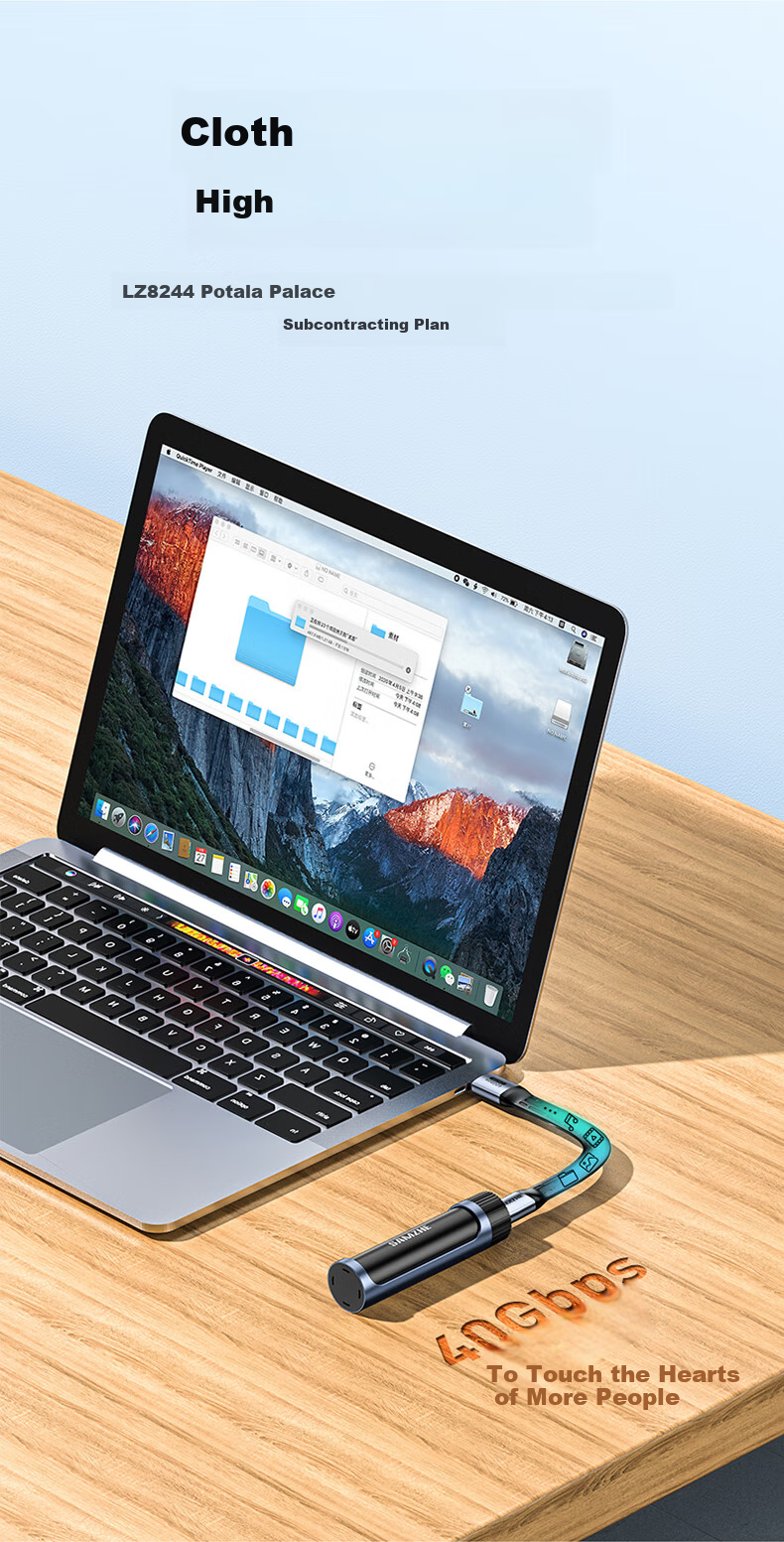 SAMZHE USB4 Full-Function Data Cable, Dual Type-C Power Bank Short Cable, PD240W Fast Charging, Compatible with Thunderbolt 4, Suitable for Apple And Huawei Phones, Laptops, IPhone18/17/16 3