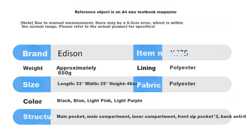 Edison Inventor Middle School Backpack for Boys, High School And College Students' Backpack with Spine Protection, Weight Reduction, Water-Resistant Double Shoulder Bag 2557-2 Red 3