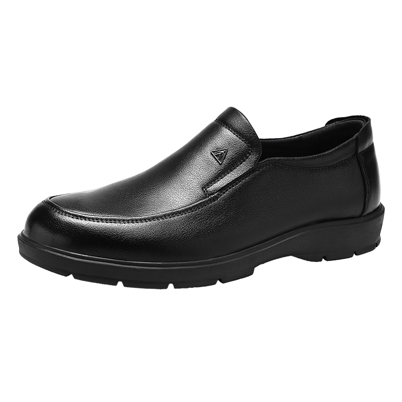 Zulijian Elderly Shoes Summer Breathable Slip-On Loafers Men's Business Casual Leather Shoes 6052K Black Size 41