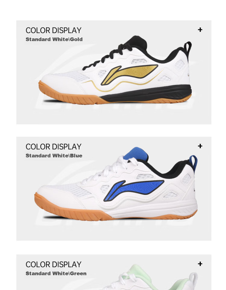 Li-Ning Table Tennis Shoes for Men And Women, National Team Training Style, Breathable Professional Tendon Color Sole Table Tennis Sports Shoes, White Gold 39.5 3