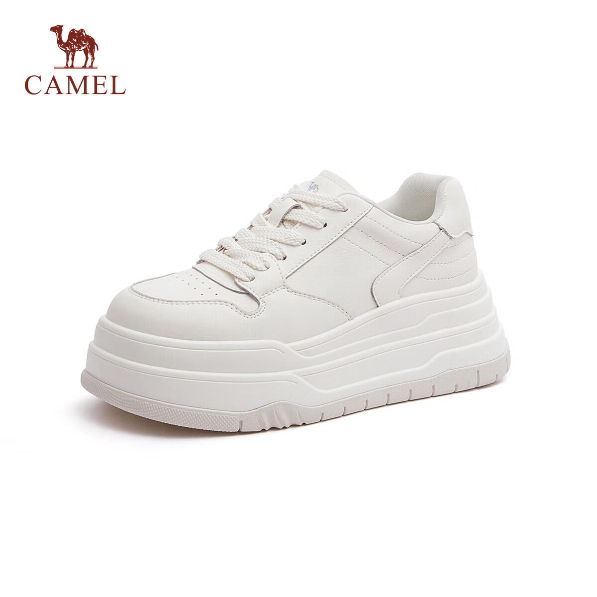 CAMEL Women's Classic Versatile Casual Shoes, Lightweight Thick-Soled Sneakers, L25A202143, Beige, Size 35