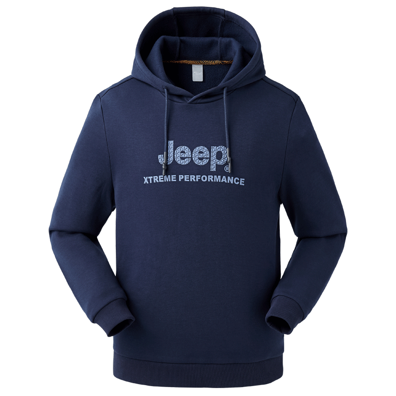 Jeep Men's Outdoor Fleece-Lined Hooded Sweatshirt Thickened Long Sleeve Pullover Sports Casual Top