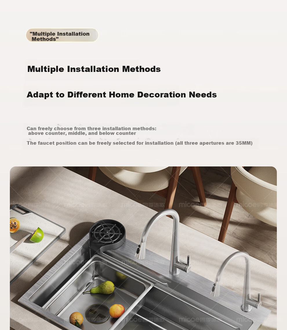 MICOE Kitchen Sink, Handmade Large Single Bowl L9 Series, 316L Stainless Steel Medical Grade, Nano Antibacterial Vegetable Washing Basin, 75 40