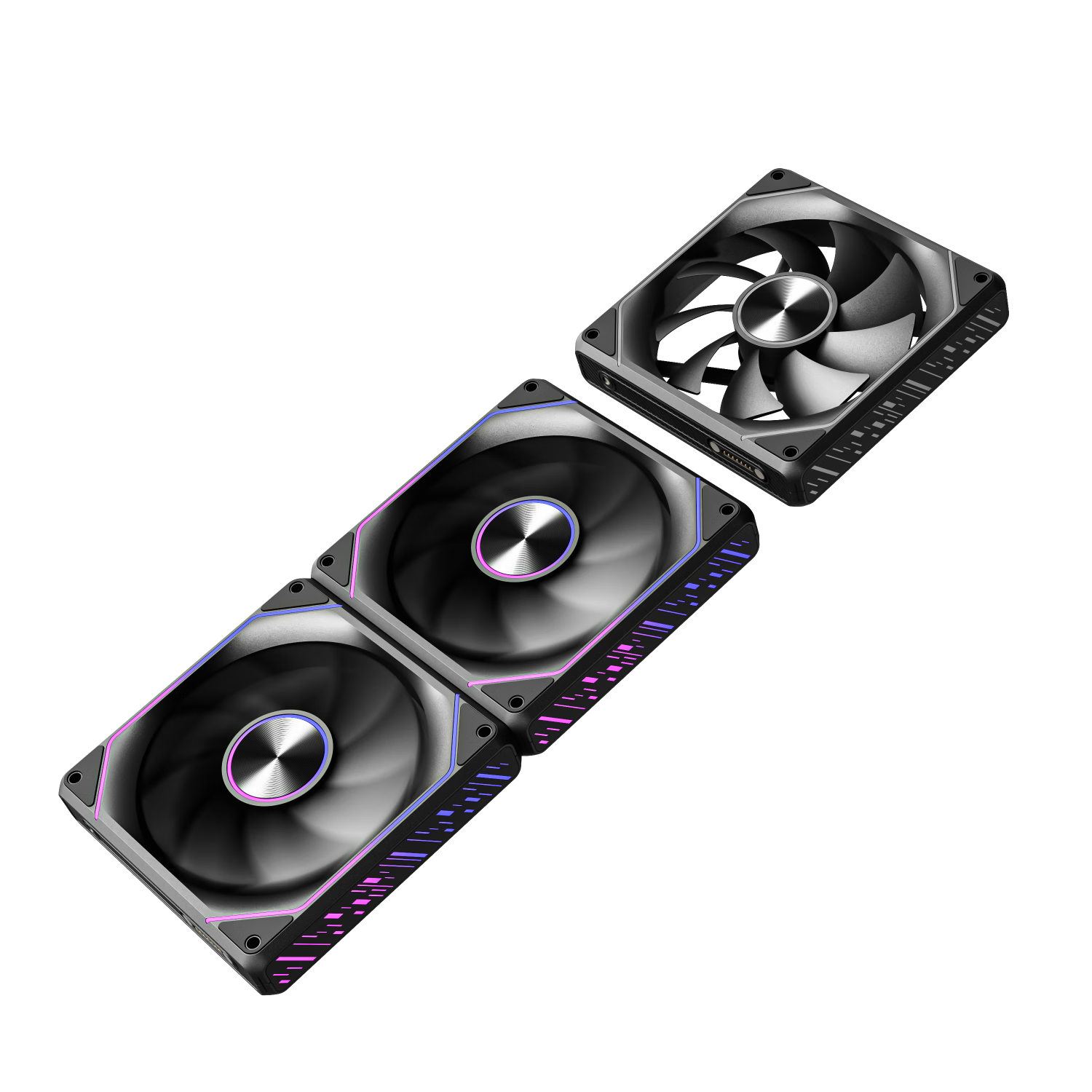 Aigo Starry Moon PRO Black Triple Pack, ARGB Lighting Effects, Sync with CPU Light, 12cm Case Fan, Magnetic Cable-Free Connection, PWM Temperature Control