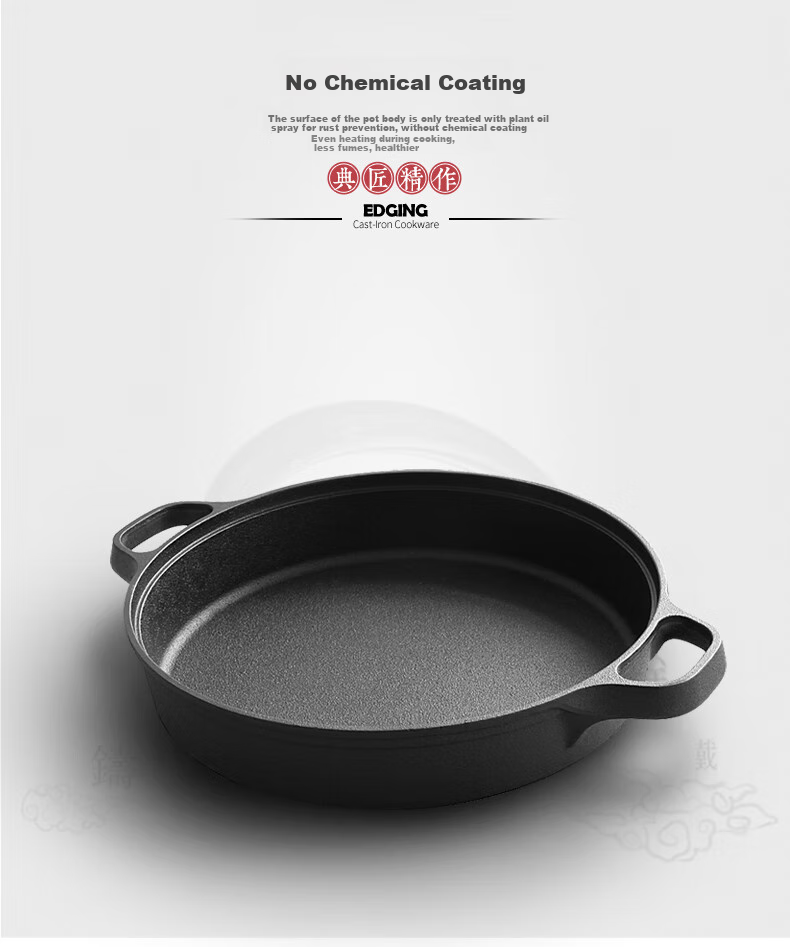 Dianjiang Cast Iron Skillet, 30cm Thick, Uncoated Iron Griddle Pan, Suitable for Pancakes, Eggs, Dumplings, And Steak 4
