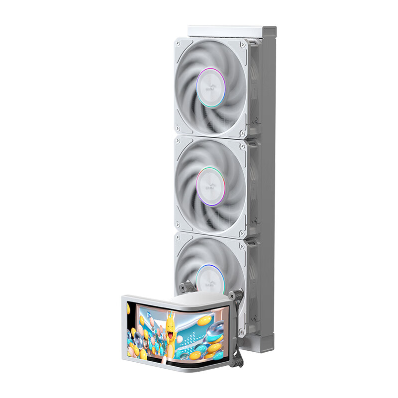 SAMA ZW360D Ultra, Phantom White, Curved Screen Water-Cooled CPU Cooler, 360° Rotating Water Cooling Head, 6.8-Inch 2K Display, Naked Eye 3D, LGA1851/AM5