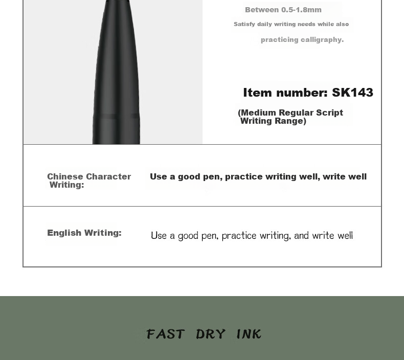 Deli Oriental Calligraphy Small Regular Script Elegant Brush Pen for Line Drawing Practice, Cangcang Color Soft Tip Calligraphy Brush for Students And Adults, Signature Practice And Invitation Writing Pen, 6 Pens/box DF8S 9