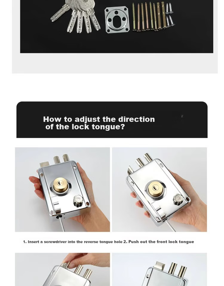Shouli Anti-Theft Door Lock Old-Style Surface-Mounted Door Lock Anti-Pry Household Iron Door Lock Wooden Door Lock Universal Indoor and Outdoor Right-Hand Opening 14