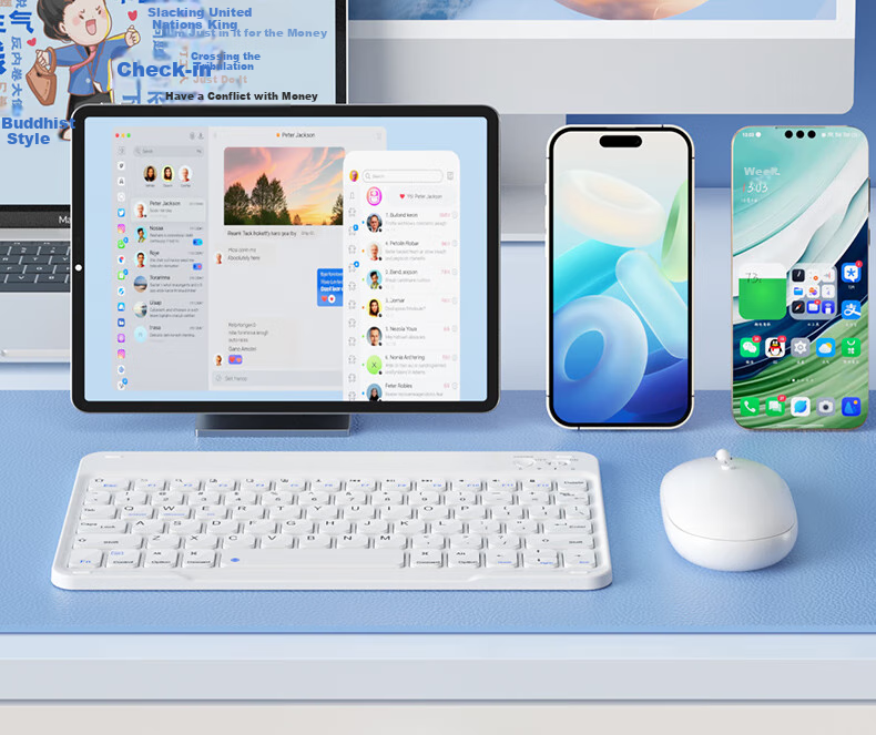 BOW Hangshi X19 Wireless Bluetooth Keyboard, Ultra-Thin, Quiet, Suitable for Office Use, Compatible with Apple, Xiaomi, Huawei Phones, IPad Tablets, Laptops, Universal Rechargeable Keyboard, Elegant White 11