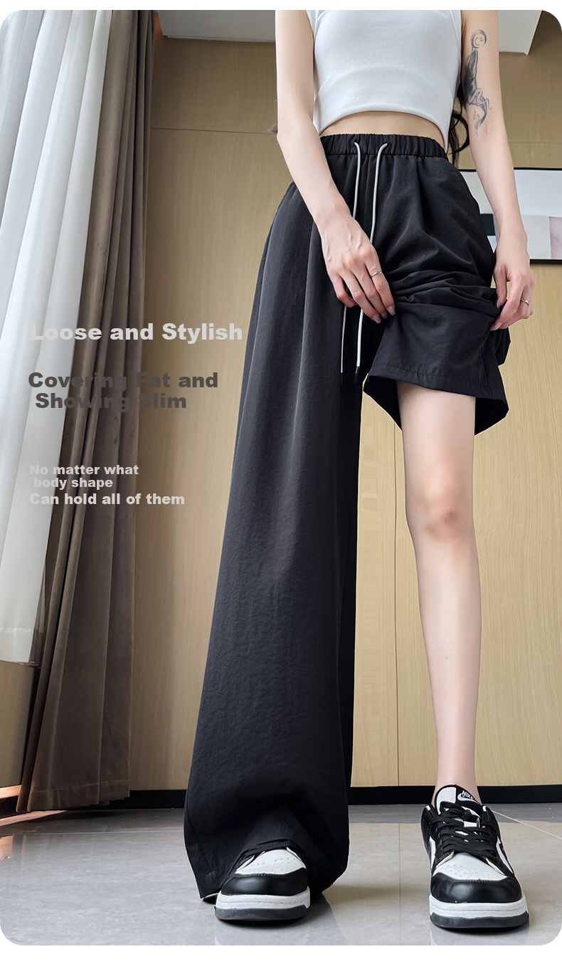 FitonTon Women's Pants, 2025 New Style, Wide-Leg Trousers, Loose Straight-Leg Versatile Draping Casual Quick-Dry Yamamoto Wide-Leg Pants for Wome 4