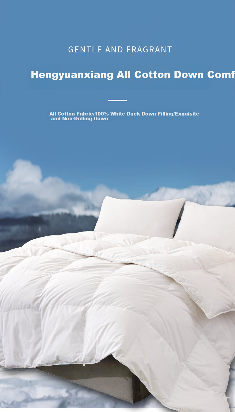 Hengyuanxiang down Comforter, High-Count Pure Cotton, 100% White Duck Down, Autumn And Winter Duvet Insert (Filling Weight 1000g), Approximately 4 Jin, 2×2.3m, White 1