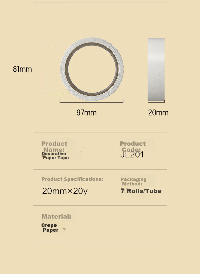 Deli Masking Tape 36mm*20y*145μm for Art And Craft Color Separation, Renovation Masking, Painting Protection, Seamless Sticker, Study Supplies, 1 Roll, 30672 12