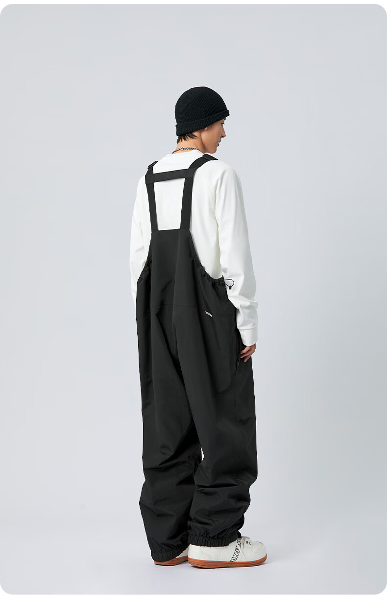 Nan En Single Board Ski Suit Bib Pants 3L Waterproof Thickened Warm Unisex Black M 8
