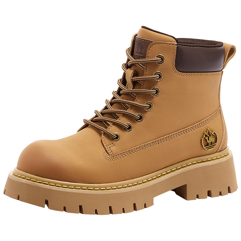 CAMEL [Shanyue] Women's Work Boots Thick Sole Martin Boots L25W076018AR Earth Yellow (Suede Lining) Size 38