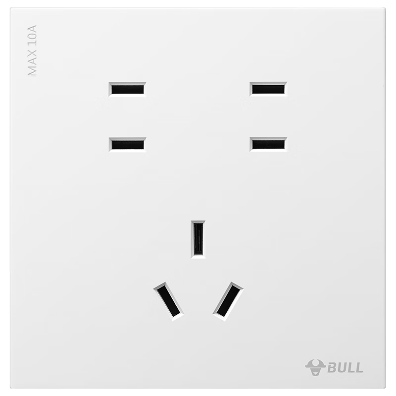 BULL Switch Socket G57 Butterfly Ultra-Thin 10A Seven-Hole Large Panel Socket G57Z323 Muxue White Concealed Installatio