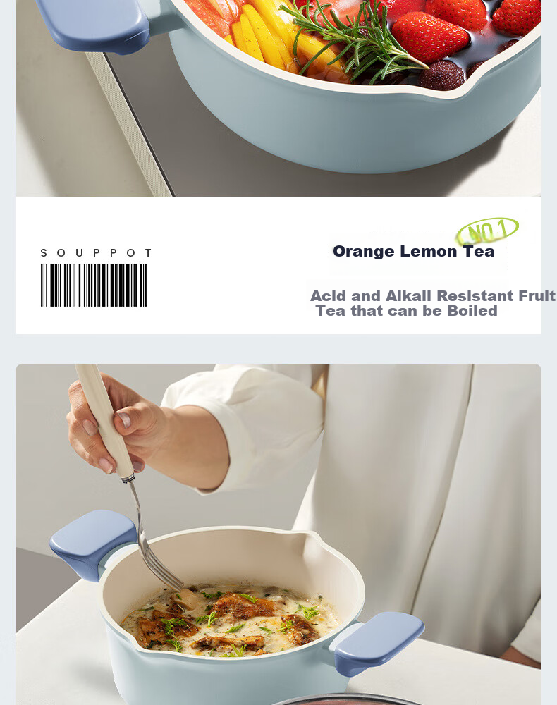 SUPOR Titanium-Containing Non-Stick Soup Pot 24cm Milk Pot for Stewing Meat And Making Soups Compatible with Induction Cooker And Gas Stove ET24LBN02 13