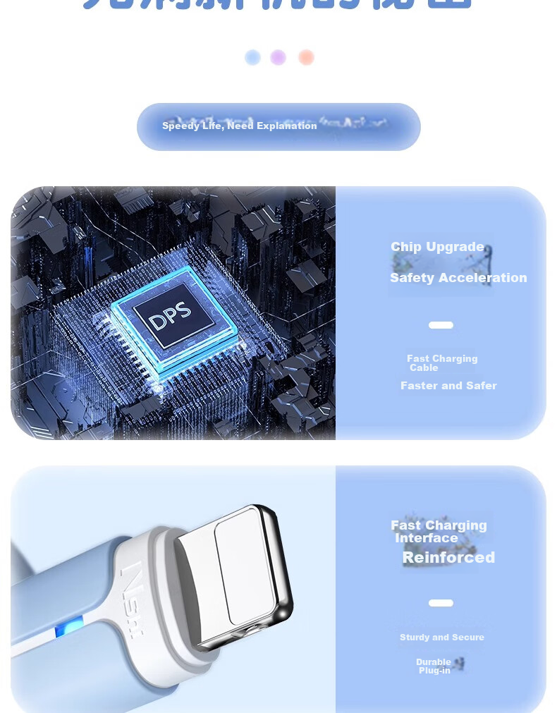 Nengshi Apple Charging Cable USB Data Cable for IPhone 14/Pro Tablet, USB Phone IPhone 12/11/x/8/7 Extended Cord Car Fast Charging 1 Meter Blue 7