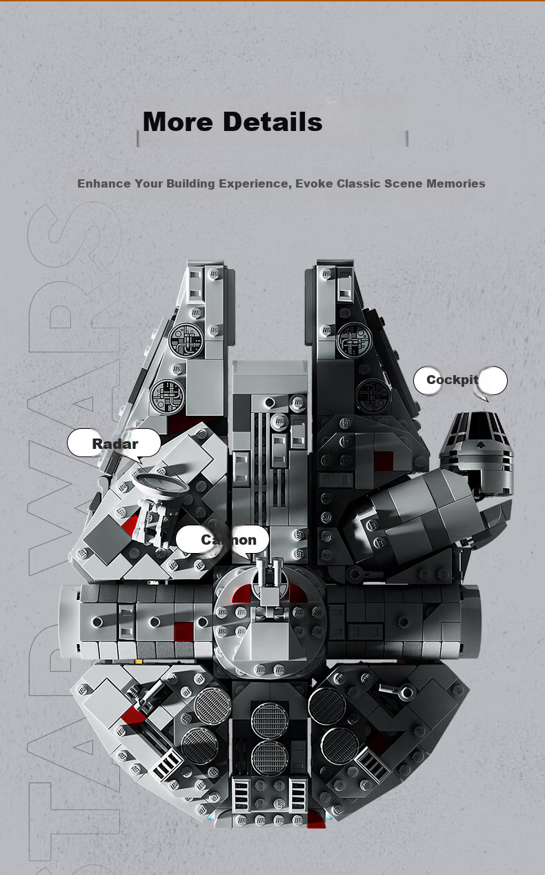 LEGO Star Wars 75375 Millennium Falcon Spaceship, Building Blocks Toy for Boys And Girls, Birthday Gift, Home Decoratio 5