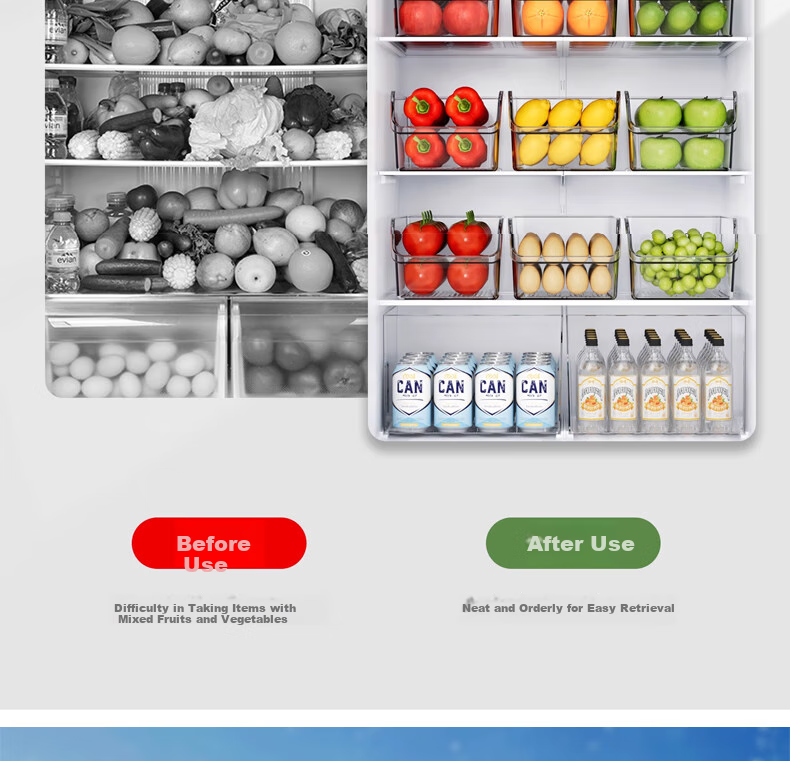 KATEI STORY Japanese Refrigerator Storage Box, Drawer-Style Food Container, Food-Grade Vegetable And Egg Freezer Organizer, Storage Solutio 8