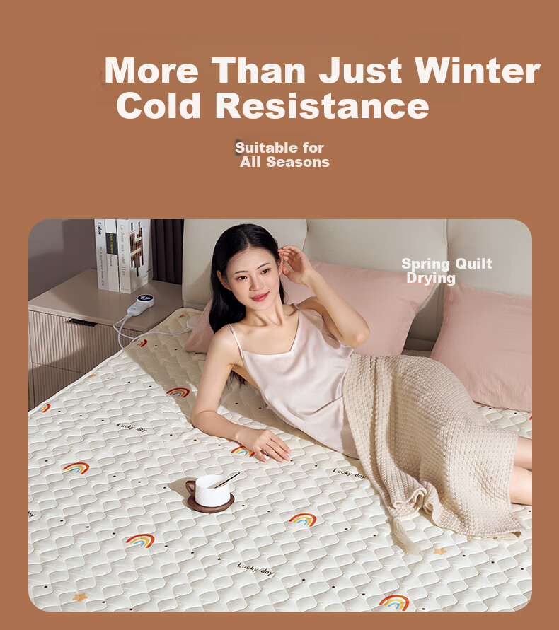 CHIGO [Dehumidifying And Mite-Removing] Graphene Double-Sided Dual Temperature Control Waterproof 3C Certified Electric Heating Blanket Mattress Pad 1.5x1.8m 23
