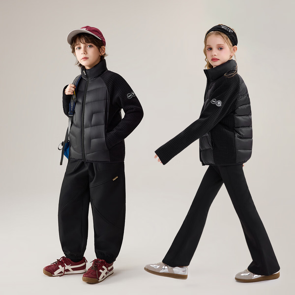 ASK JUNIOR Kids Down Jacket Goose Down Windproof Winter Coat Black Size 90